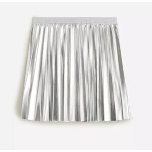 Jcrew Girls' pleated pull-on skirt in metallic Silver Faux Leather Size XL
